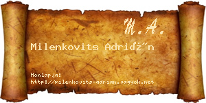 Milenkovits Adrián névjegykártya